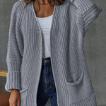 loose mid length sweater cardigan coat large size casual