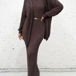 Lazy Style Knitted Sweater Long Dress & Cardigan Two-piece Sets