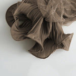 Simple Solid Color Puff Sleeve Mesh Splicing Chiffon Shirt