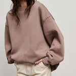 Solid Color Loose Sweatshirt Street Style Oversize Polar Fleece Pullover