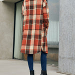 Nadorine Button Down Plaid Classic Long Shirt Jacket