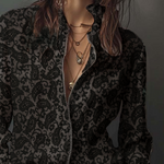 Retro Paisley Printed Zipper Decorate Blouse