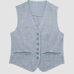 Street Style Cotton Linen Vest Top