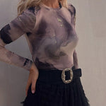 Margovil Ruffle Layered Mesh A-line Maxi Skirt