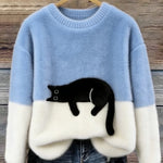 Aileen | Cat Print Oversized Sweater