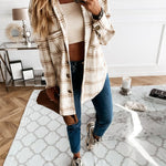 Flannel Plaid Shirts Batwing-Sleeve Button Down Roll Up Long Sleeve Collar Streetwear Blouse Tops