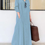 Original Solid Color Lapel Shirt Dress
