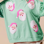 Christmas Casual Loose Round Neck Sequined Sleeve Sweatshirt