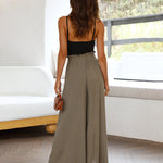 Wide Leg Flowy Pants Summer Boho Elastic Waist Drawstring Palazzo Trousers