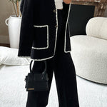 Marena Knit Drawstring Elastic Waist Wide Leg Pants