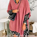 Chicest V Neck Loose Fit Solid Poncho Sweater