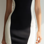 Black & Ivory Color-Block Sleeveless Bodycon Mini Dress