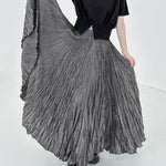 A-Line Irregular Clipping High-Waisted Pleated Solid Color Skirts