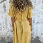 Bohemian Print Linen Loose Midi Dress