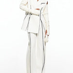 High Waisted Loose Contrast Color Solid Color Zipper Pants Trousers
