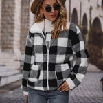 Nadorine Double Sided Fleece Long Sleeve Plaid Jacket