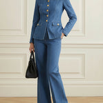 Long Sleeves Buttoned Pockets Solid Color Stand Collar Outerwear