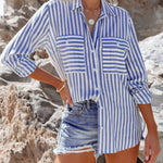 Nadorine Long Sleeve Shirts V Neck Printed Pocket Shirt for Women Casual Business Work Office 2026 | Under $40