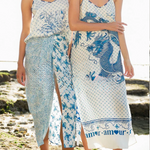 Just Enjoy Satin Unique Dragon Print Slit Loose Slip Midi Dress