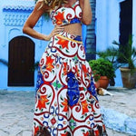 Beach Temperament Halter Print Dress Two-Piece Set