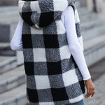 Mid-length Hooded Sleeveless Plaid Double-sided Velvet Loose Jacket