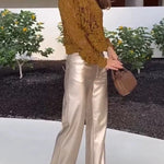 Palace Style Crochet Flower Lace Stand Neck Button Puff Sleeve Jacket