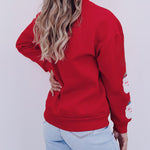 Fiery Red Sequined Christmas Santa Clause Graphic Sweatshirt