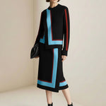 Irregularity Asymmetric Contrast Color Split-Joint Skirts Bottoms