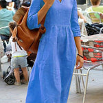 Casual Simplicity Solid Solid Color V Neck One Step Skirt Dresses