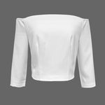 Half Sleeves Solid Color Split-Joint Off-The-Shoulder T-Shirts Tops