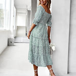 Short Sleeve Off Shoulder Floral Dress Slim Fit Casual Ruched Dresses