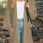 Mid-Length Loose Oversized Double Pocket Cardigan Sweater Jacket
