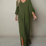 Nadorine Women's Casual Classic Long Sleeve V-neck Maxi Dress