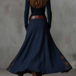 Vintage Patchwork Suede Maxi Dress With Plaid Panels
