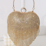 Margovil Luxury Heart Shape Rhinestones Tassel Evening Handbag