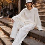 Elegant Solid Color Round Neck Loose Pullover Sweater