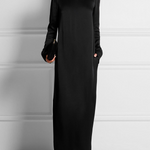 Long Sleeves Loose Solid Color Round-Neck Maxi Dresses