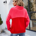Nadorine Contrast Color Turtleneck Sweater