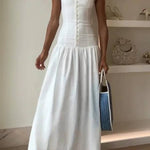 Elegant Sleeveless Button Dress