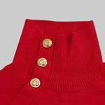 Long Sleeves Loose Beaded Solid Color Split-Side High Neck Sweater Tops