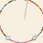 Sally Rainbow Millet Beads Pearl Necklace Set