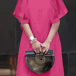 Short Sleeves Pleated See-Through Solid Color Split-Joint Round-Neck Mini Dresses