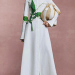 A-Line Long Sleeves Buttoned Flower Print Round-Neck Maxi Dresses