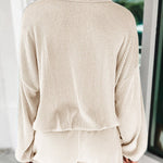 Corded V Neck Slouchy Top & Pocketed Shorts Set