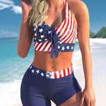 High Cut Bikini Sets Swimsuits with Short 2 Piece Swimwear Color Block Bathing Suits