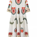 Positioning Plant Leaf Print Long Dress