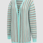 Nadorine Women's Contrast Striped Sweater Cardigan