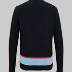 Irregularity Long Sleeves Abstract Printed Asymmetric Contrast Color Ribs Split-Joint Round-Neck Sweater Tops