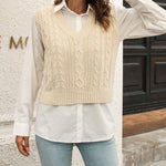 Womens Sweater Vests Cable Knit Sleeveless V-Neck Crop Tank Tops Sweaters Vest