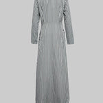 A-Line Loose Asymmetric Split-Joint Striped V-Neck Maxi Dresses Shirt Dress